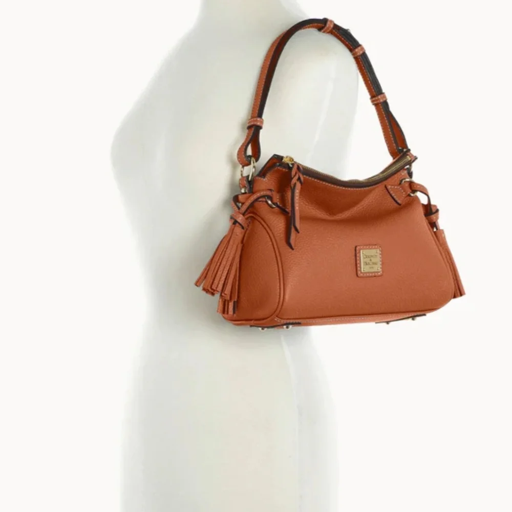 Dooney & Bourke Brown Leather Shoulder Bag with Tassels - Picture 2 of 9